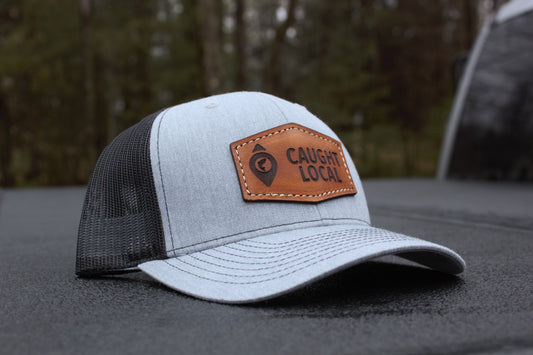 Caught Local Gray & Black Leather Patch Hat
