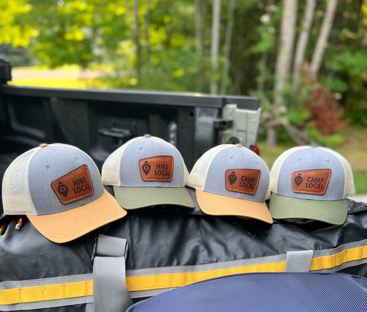 Hike Local Heather Grey, Birch & Amber Gold Leather Patch Hat