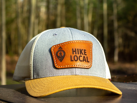Hike Local Heather Grey, Birch & Amber Gold Leather Patch Hat