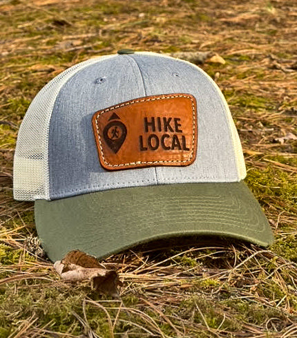 Hike Local Heather Grey, Birch & Army Olive Leather Patch Hat